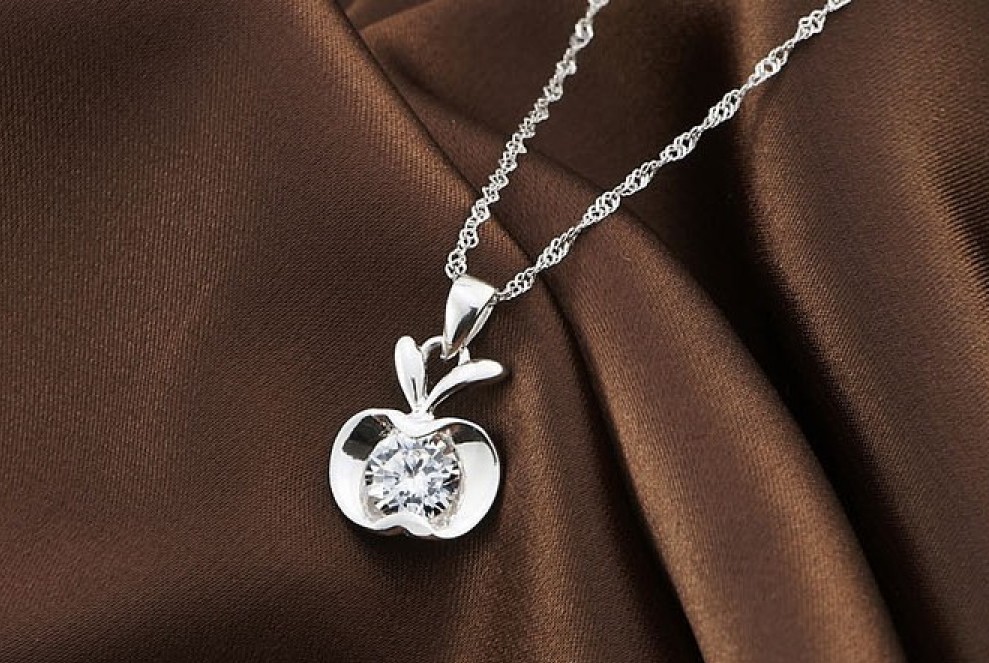 SS11017  S925 silver rhodium-plated apple pendant